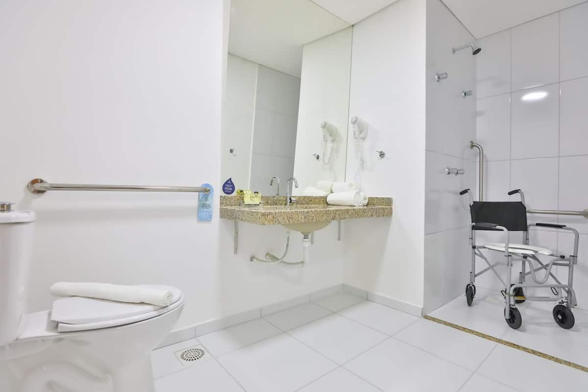 standard double room, accessible | bathroom | shower, towels