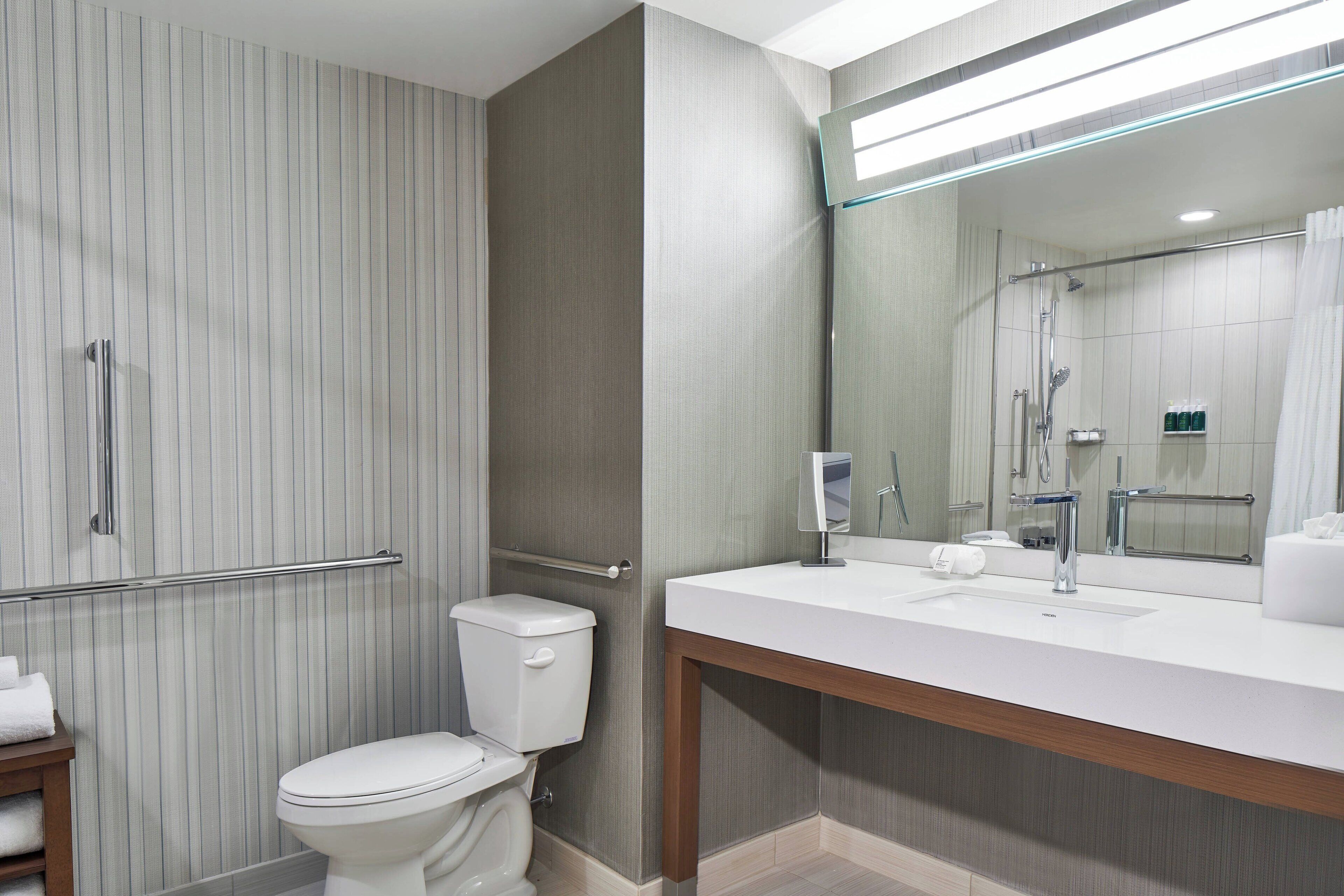 free toiletries, hair dryer, towels