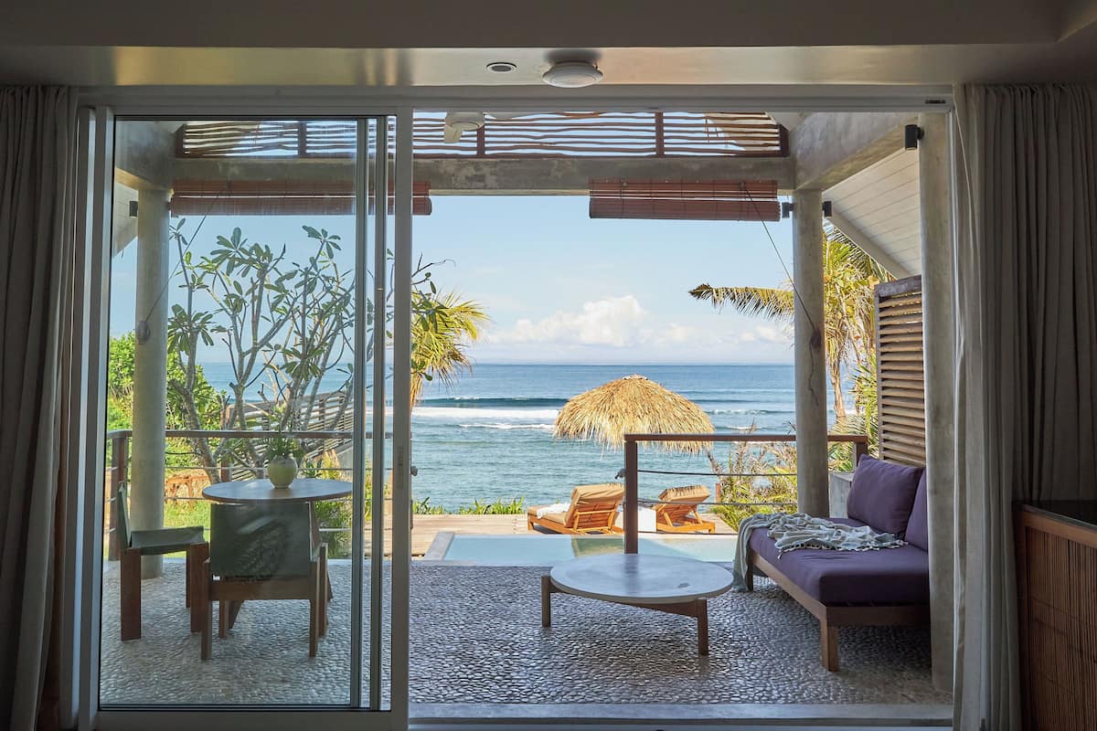 Deluxe villa, 1 slaapkamer, privézwembad, uitzicht op oceaan | Uitzicht op strand/zee