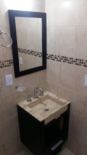 Hair dryer, towels, toilet paper
