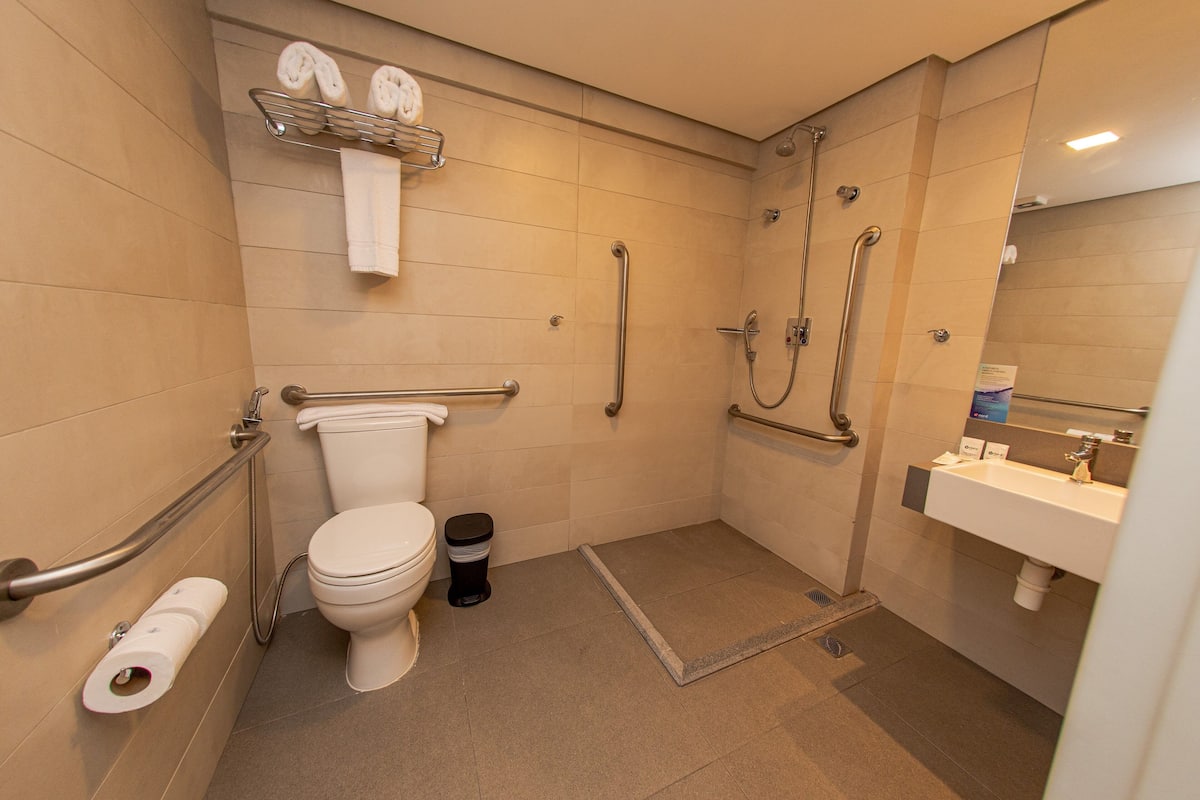 triple room | bathroom | shower, hair dryer, towels, soap