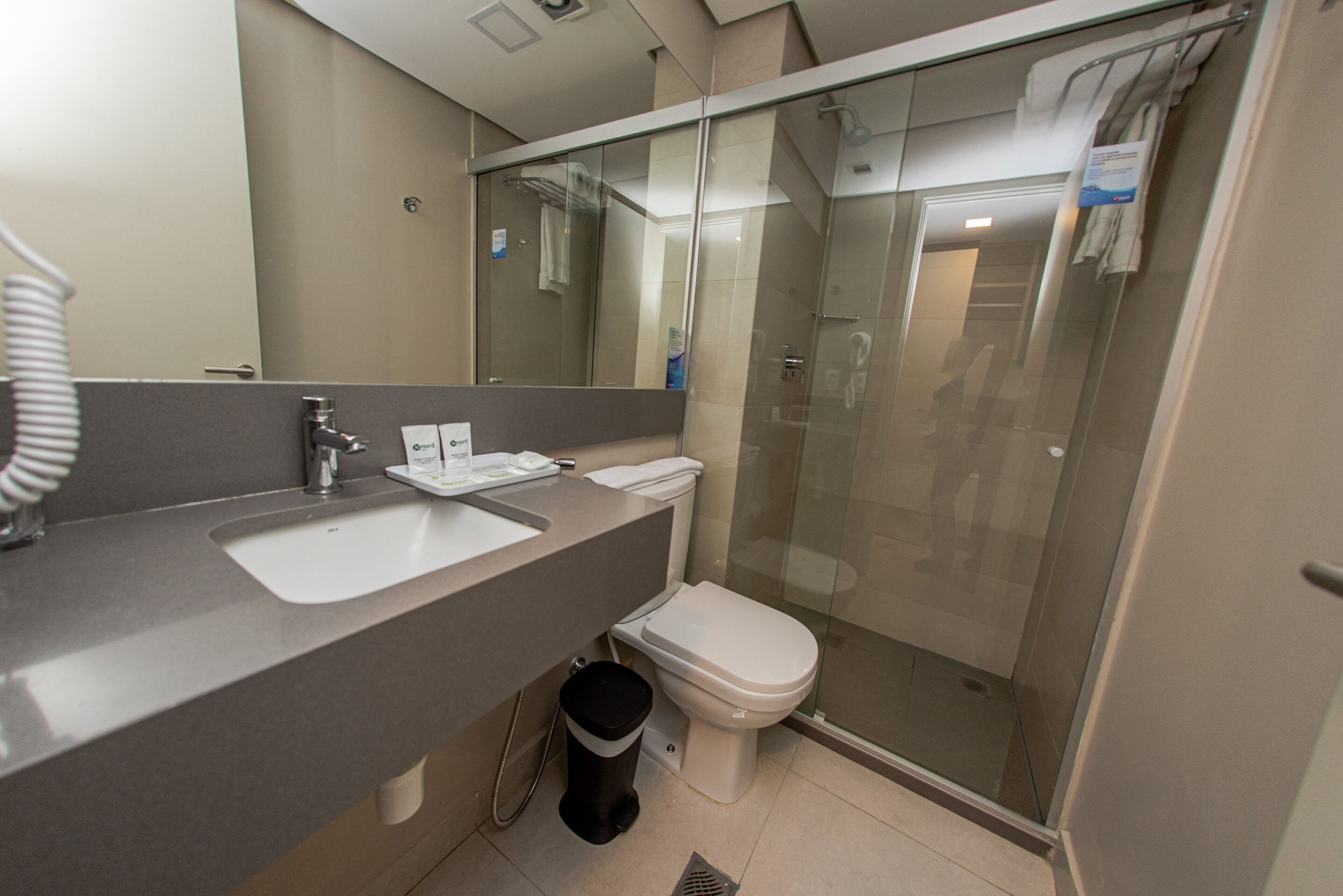 triple room | bathroom | shower, hair dryer, towels, soap