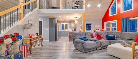 Smart TV, fireplace, DVD player, books