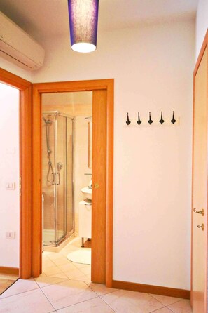 Bathtub, hair dryer, bidet, towels