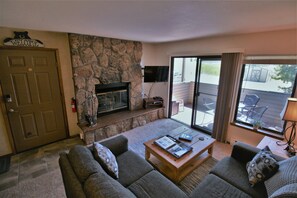 Flat-screen TV, fireplace, DVD player, table tennis