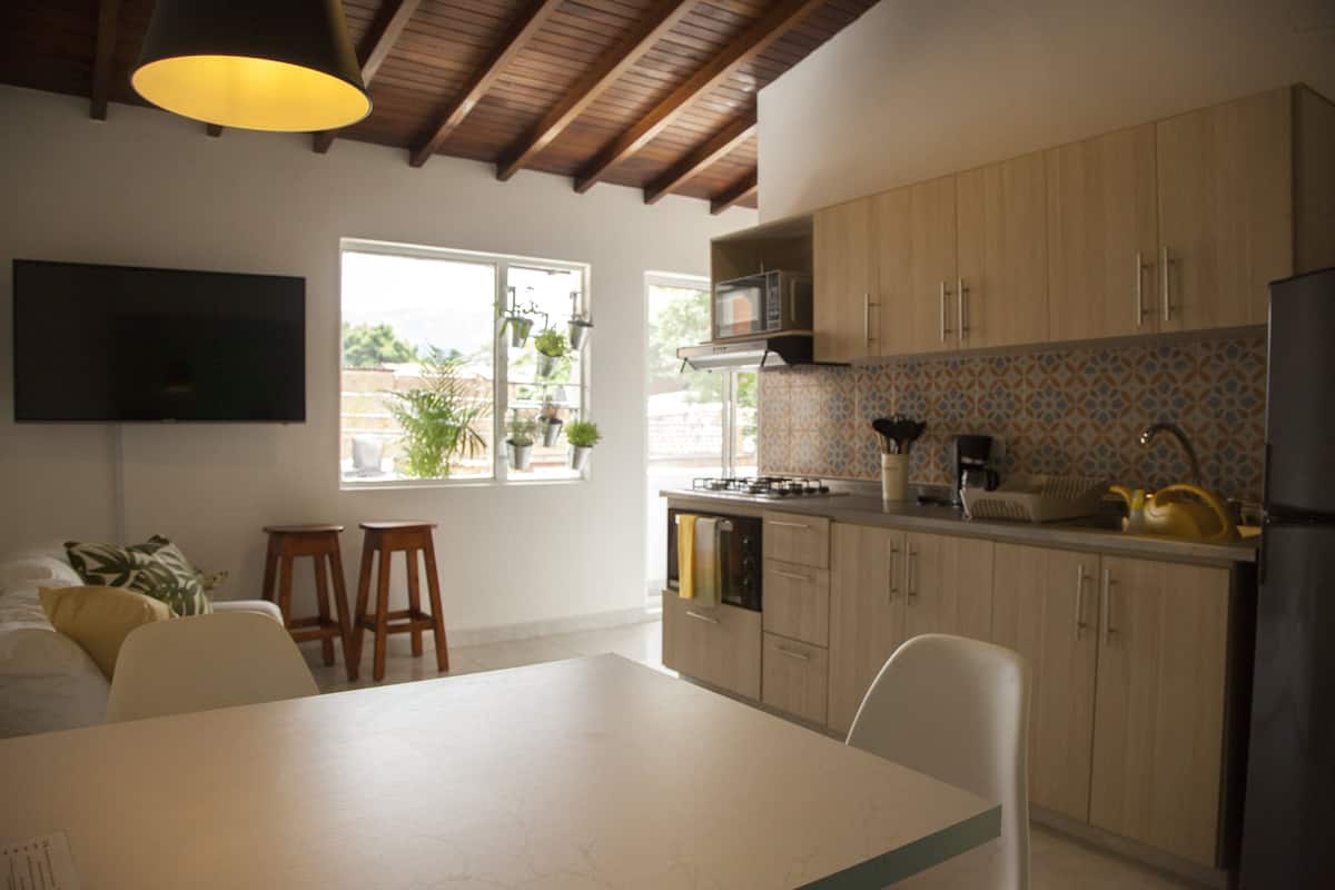 City Apartment, 2 Bedrooms, Balcony, City View (401) | Dapur peribadi | Peti sejuk, ketuhar gelombang mikro, pembancuh kopi/teh, pengisar