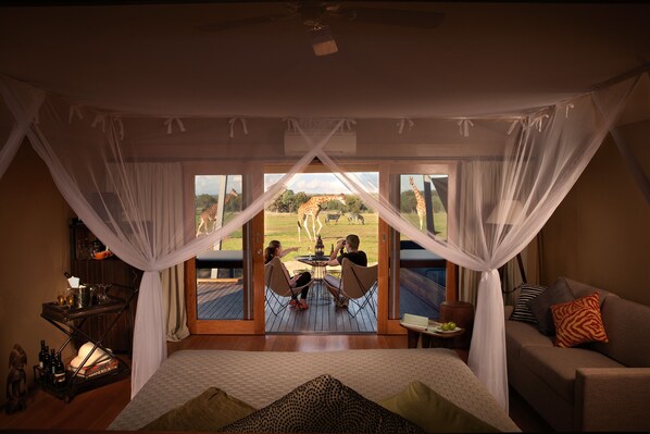 Animal View Lodge | Minibar, bed sheets - Zoofari Lodge at Taronga Western Plains (Dubbo)