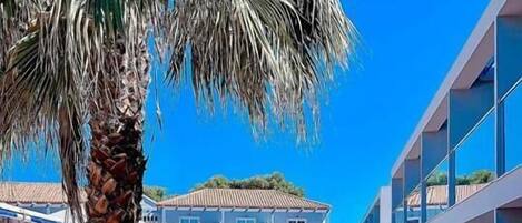 Seasonal outdoor pool, open 8:00 AM to 8:00 PM, pool umbrellas