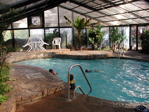 Alberca techada y alberca al aire libre