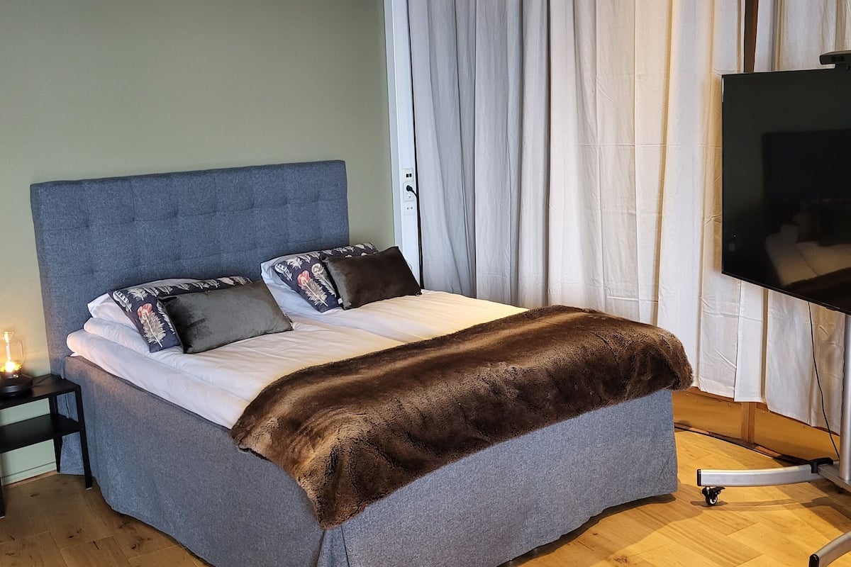 Kamar Deluks, 1 Tempat Tidur Queen dengan tempat tidur Sofa, pemandangan kota | Wi-Fi gratis dan seprai linen