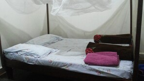 Desk, free WiFi, bed sheets