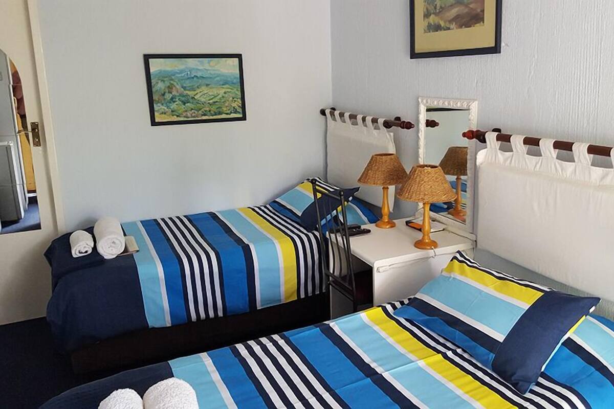 Habitación con 2 camas individuales | Escritorio, wifi gratis y ropa de cama 