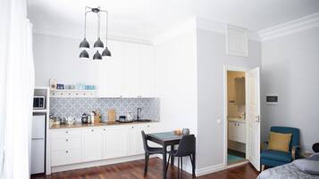 Apartment | Private kitchen | Full-size fridge, microwave, stovetop, dishwasher