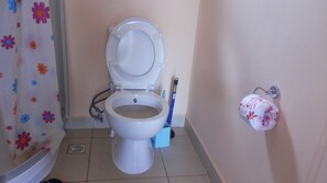 ฝักบัว, รองเท้าสวมภายในห้อง, โถสุขภัณฑ์แบบบิเดท์, ผ้าเช็ดตัว