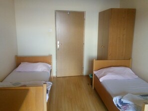 Desk, bed sheets