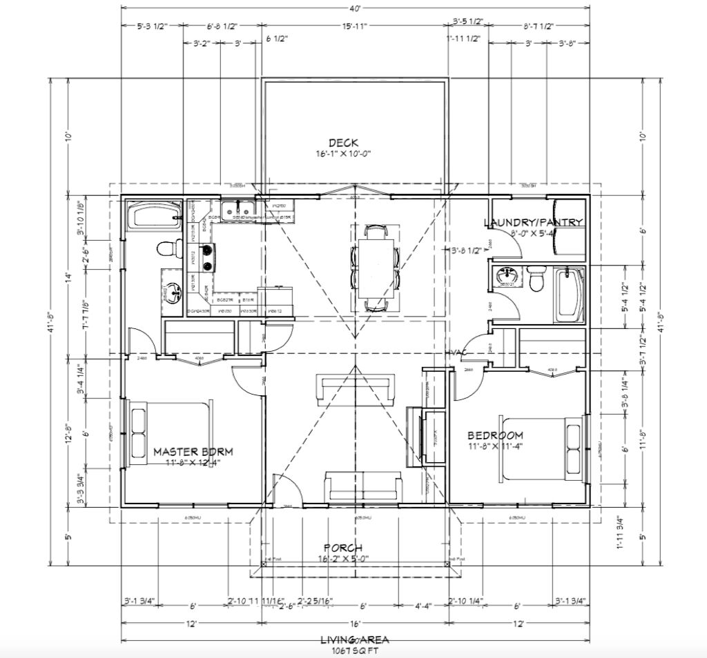 Un plan d’étage d’une maison comprenant une terrasse, une chambre principale, une chambre, un espace de vie et un porche.
