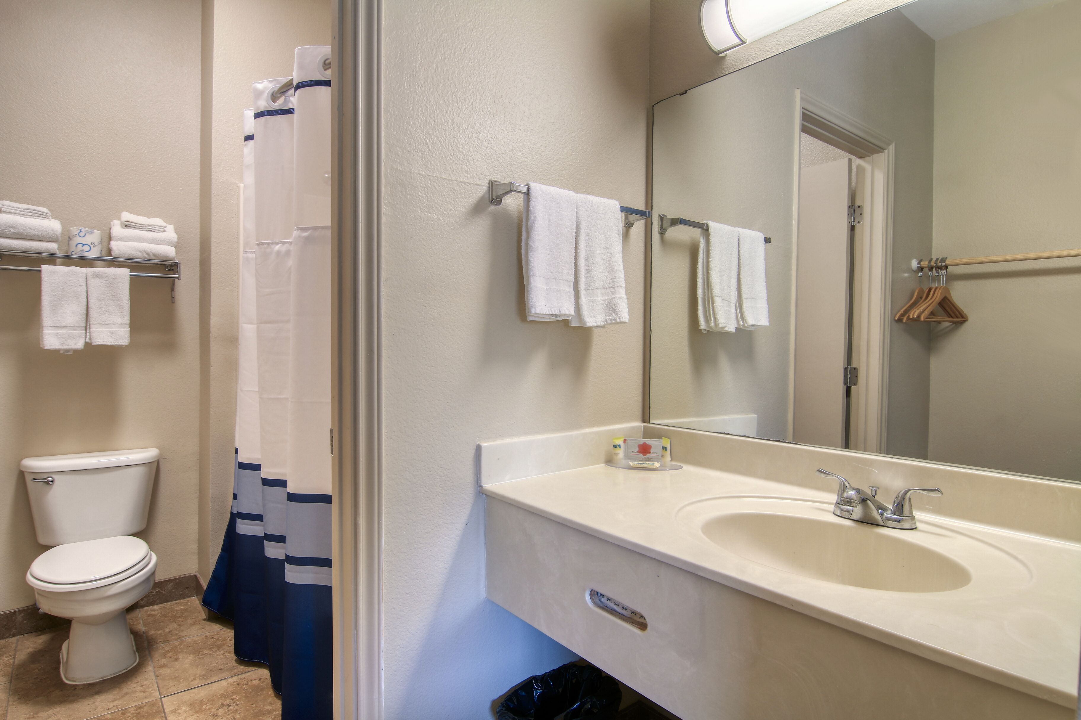 free toiletries, hair dryer, towels