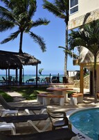 Outdoor pool, pool loungers