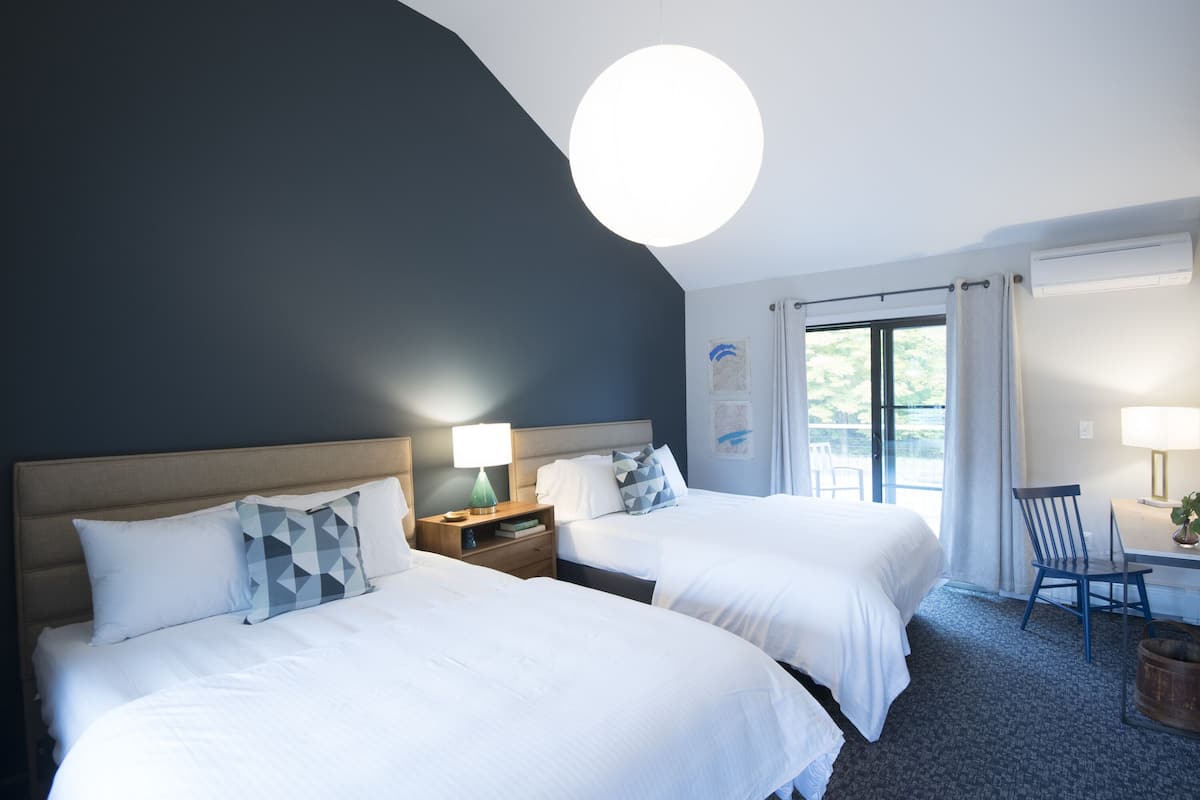 Deluxe Room, 2 Queen Beds, Hot Tub, Mountain View | Desk, laptop workspace, blackout curtains, free WiFi