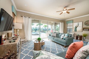 Villa (5 Bedrooms) | Living room | Flat-screen TV, table tennis - Luxury Villa With Majestic Golf Course Views, Reunion Resort, Villa Orlando 1795 (Kissimmee)
