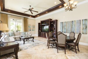 Villa (1 Bedroom) | Living area | Flat-screen TV, fireplace, video games - Villa in Reunion Resort & Spa 2976 (Kissimmee)