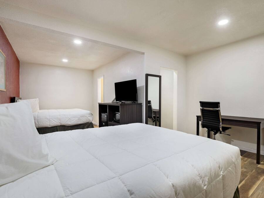 Standard Room, 2 Queen Beds, Non Smoking | Premium bedding, desk, soundproofing, iron/ironing board