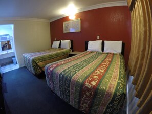 Desk, laptop workspace, blackout drapes, soundproofing - Calico Motel (Anaheim)