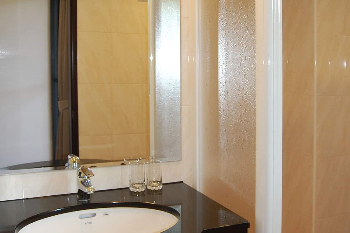 shower, free toiletries, hair dryer, slippers