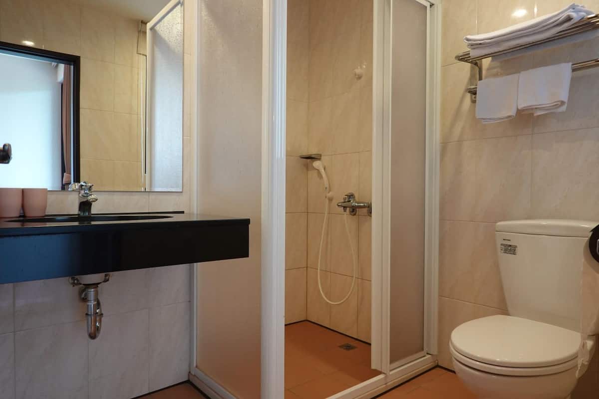 shower, free toiletries, hair dryer, slippers