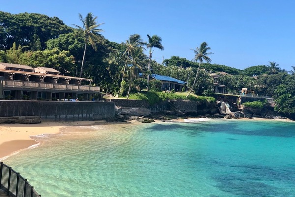 On the beach, sun loungers, beach towels