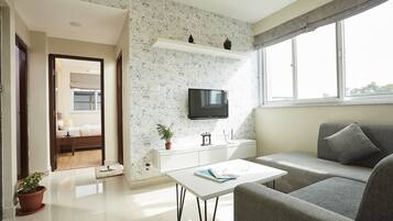 Homely Nest @Jhamel 2BHK Apartment | Living area | 32-inch LED TV with cable channels, TV