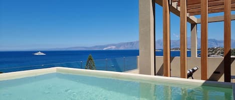 Suite, 1 Bedroom, Private Pool, Sea View | 1 bedroom, in-room safe, desk, soundproofing