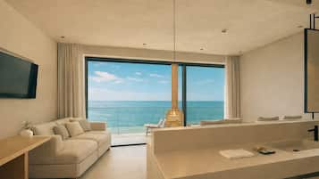 Big Blue Junior Suite Sea View Private Pool | Zimmersafe, Schreibtisch, schallisolierte Zimmer, Bügeleisen/Bügelbrett