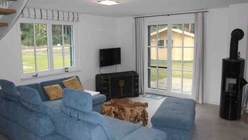 TV, fireplace, Netflix, books