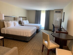 Desk, laptop workspace, free WiFi, bed sheets