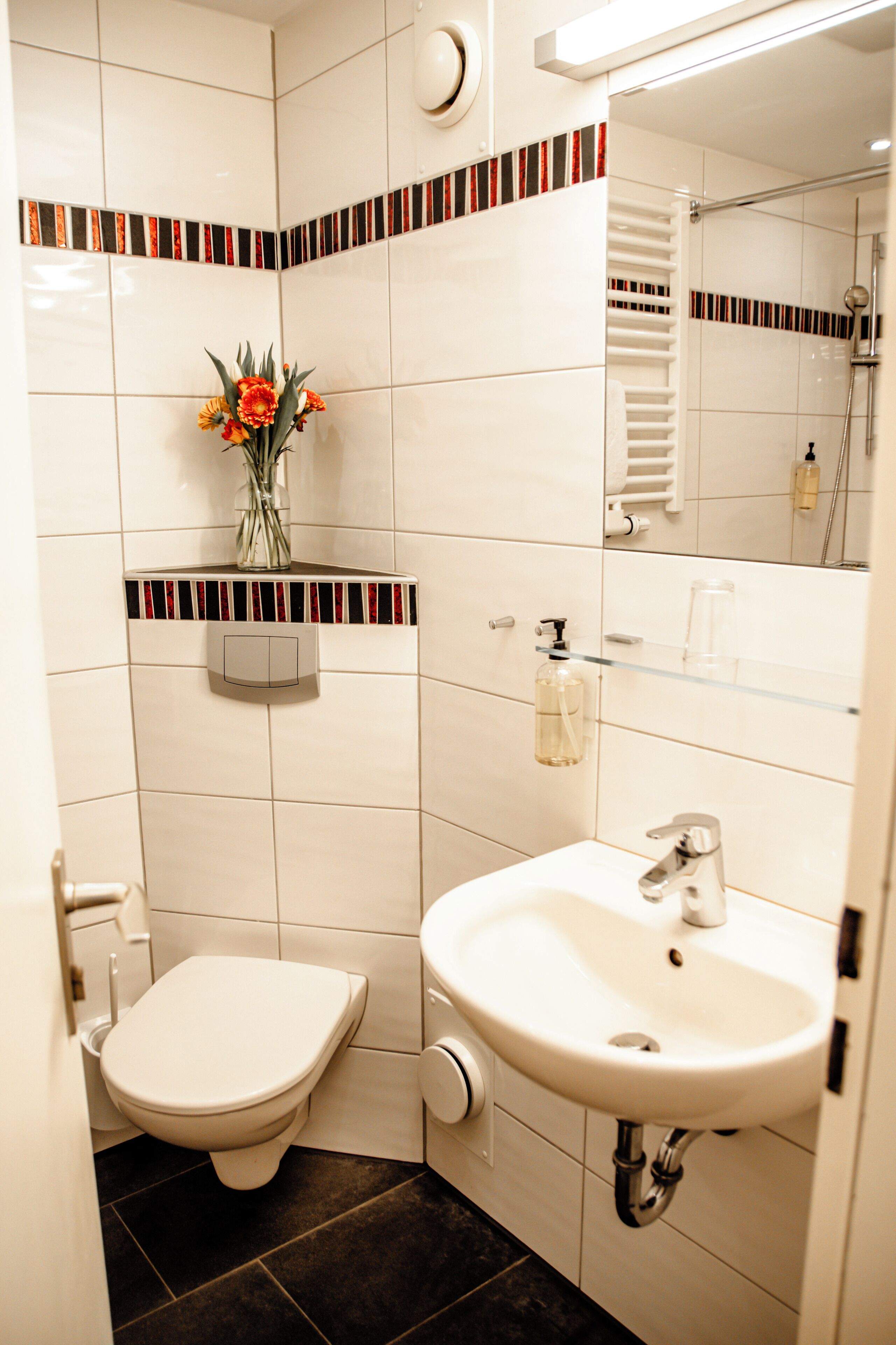 single room | bathroom | shower, hair dryer, towels, soap