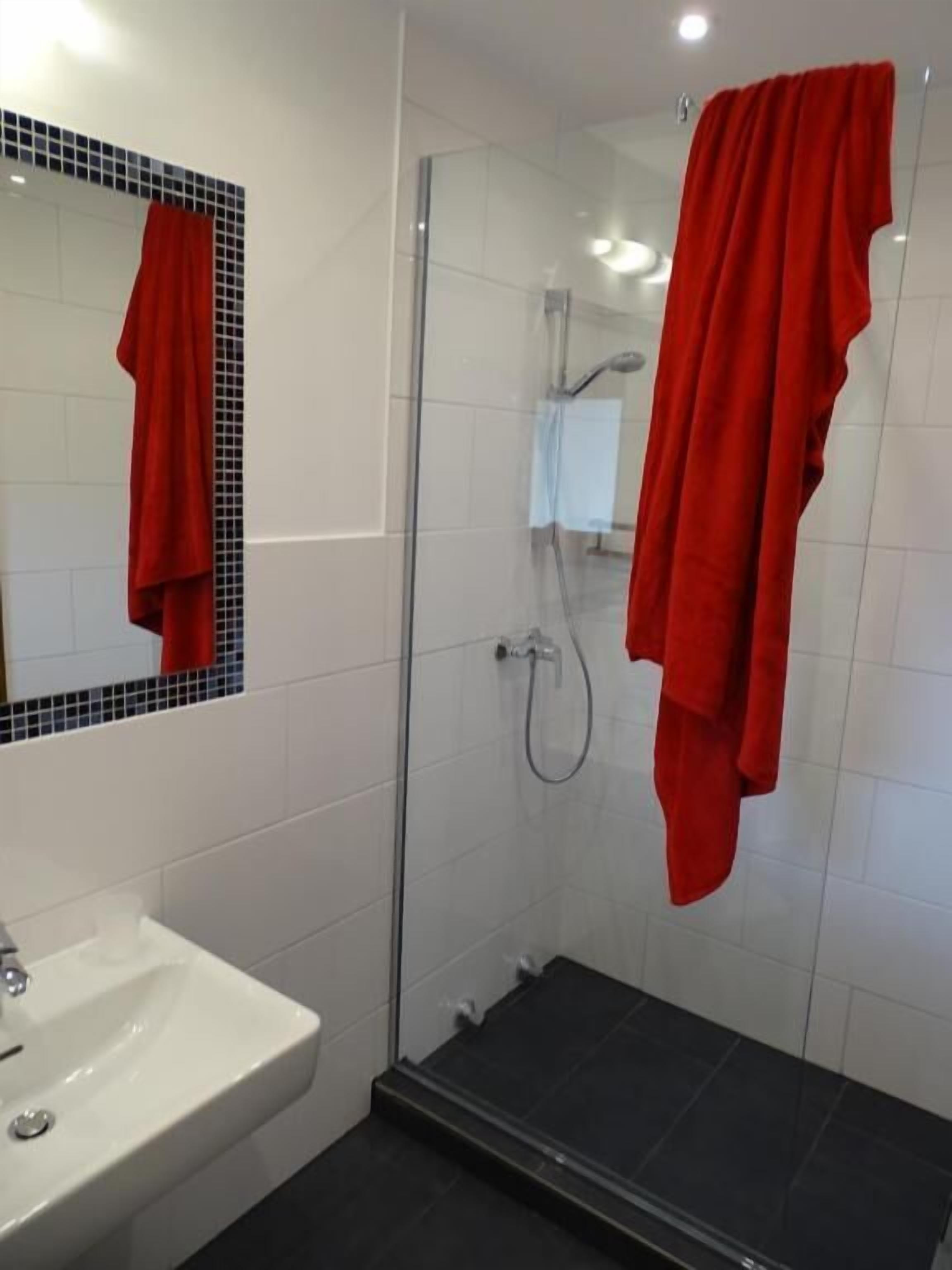Shower, soap, toilet paper
