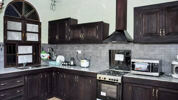Fridge, microwave, oven, toaster