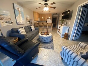 Smart TV, DVD player, ping pong, books