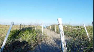 Plage, chaises longues, serviettes de plage