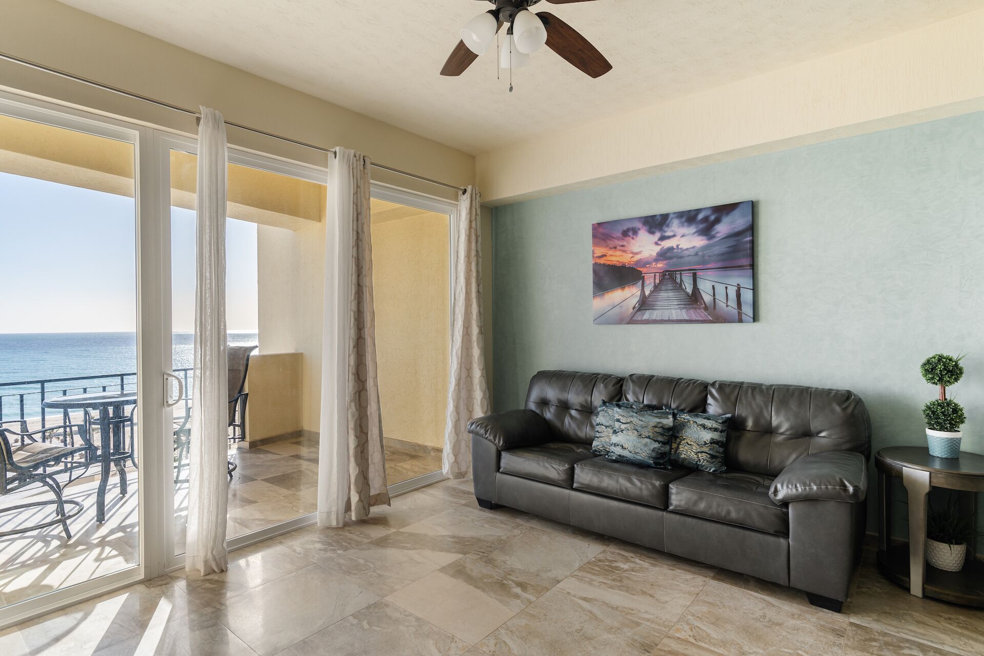 Luxury Beachfront Studio with Furnished Balcony and Ocean Views