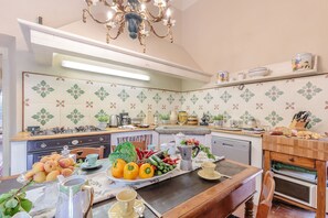Fridge, microwave, oven, dishwasher