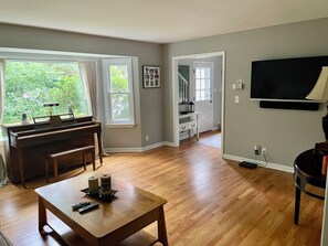 Smart TV, fireplace, video games, books