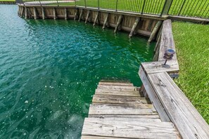 Guests can enjoy a serene waterfront experience from this dock.