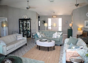 House, Multiple Beds, Private Pool, River View | Living room | 40-inch TV with digital channels