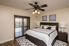 3 bedrooms, memory foam beds, desk, iron/ironing board