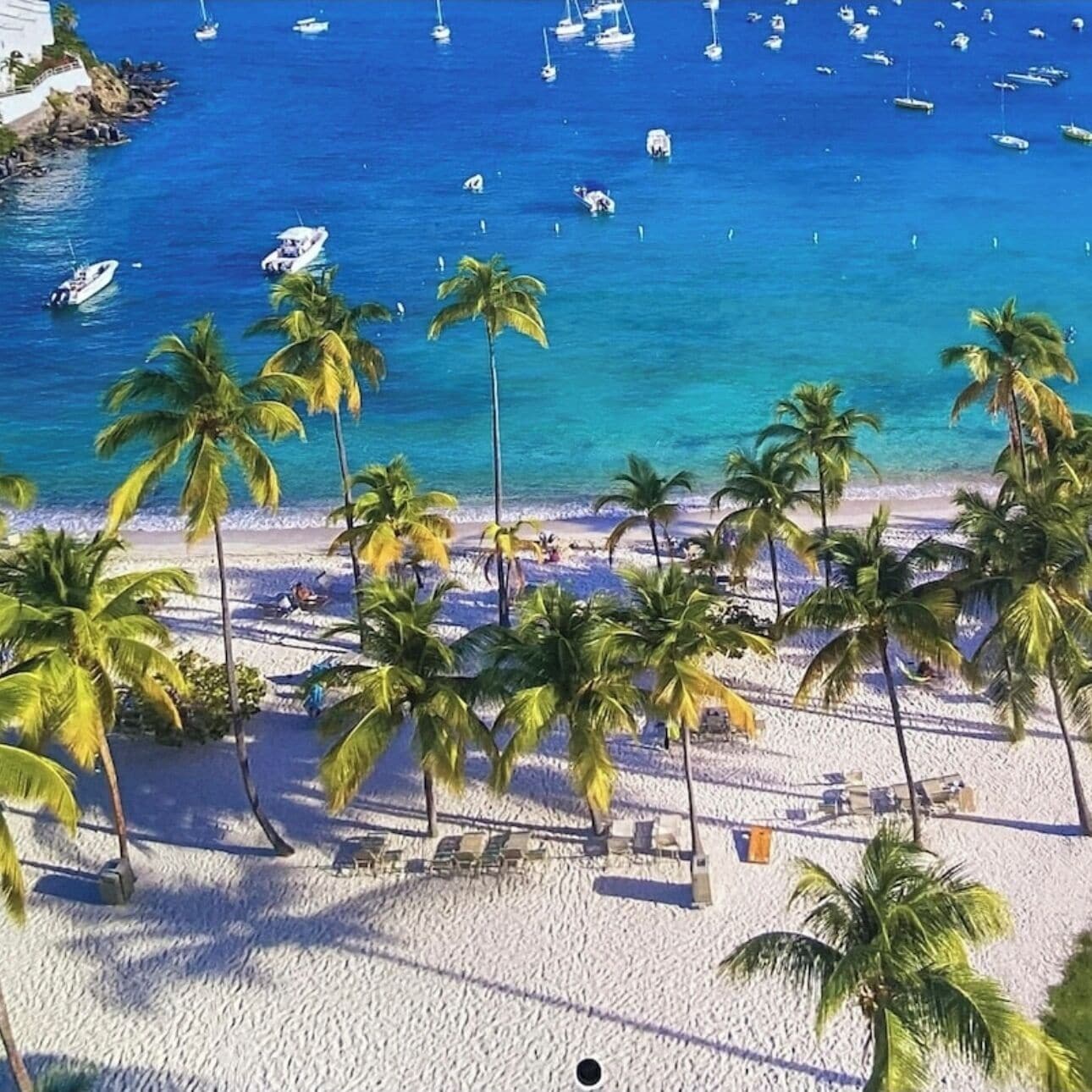 On the beach, sun-loungers, beach towels