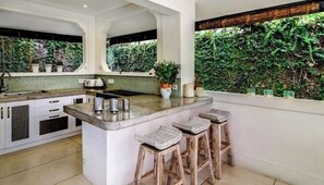 Fridge, microwave, oven, toaster