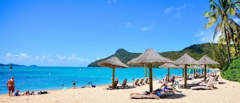 Sun-loungers, beach towels