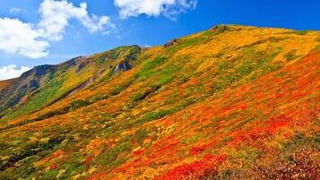 A mountainous landscape with a clear sky.